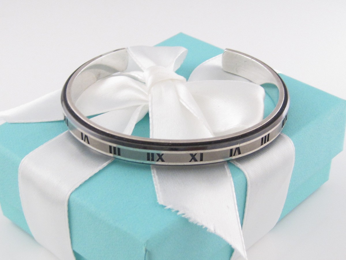 Tiffany Co Silver Titanium Atlas Midnight Men Cuff Bracelet