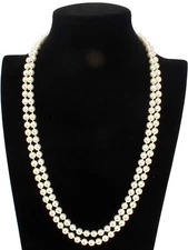 Super Long 30 Inch Hand Made Shell Pearl Necklace UNISEX Lobster Clasp