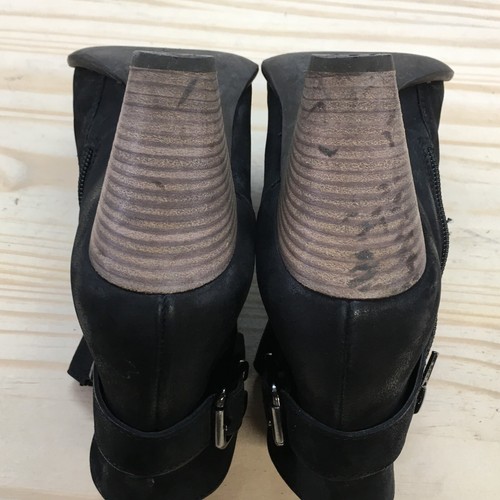 Paul Green Ankle Boots Womens 6 Black Side Runched Zip Casual Comfort Nubuck - Picture 13 of 18