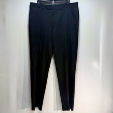 Chaps Dress Pants Mens 36x32 Black Flat Front Wool Blend Stretch Office Slacks
