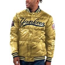 NEW *STARTER* NEW YORK YANKEES GOLD SUBWAY SERIES SATIN VARSITY SNAP JACKET XL