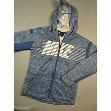 Nike Dri Fit Kids Hoodie Full Zip Blue Heathered Athletic Performance Size M
