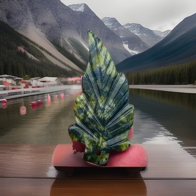 Serpentine Leaf Carving Natural Blue Stone