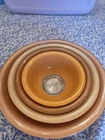 Pyrex Autumn Rainbox Clear Bottom Mixing Bowls,  322,323,325, 326 Set Of 4