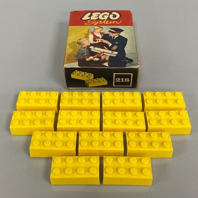LEGO SYSTEM 218 GELBE STEINE KONSTRUKTION RETRO VINTAGE BAUTEILE TEILE