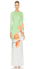 Alice + Olivia Delora Maxi Dress in Dream Life Sharp Green US 0 $595