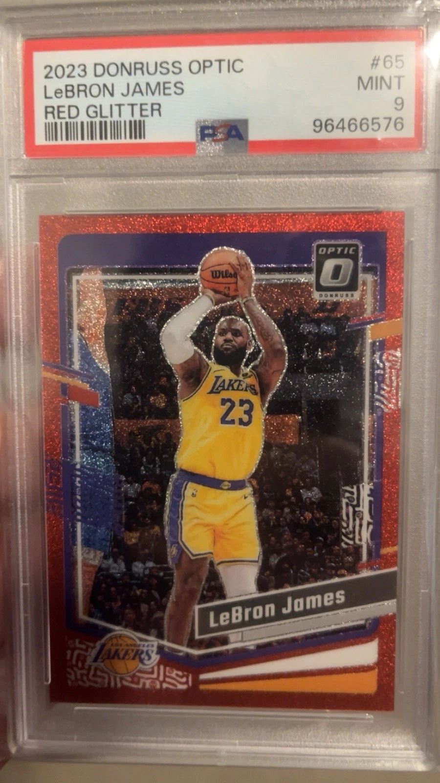 2023-24 Panini Donruss Optic - LeBron James #65 Red Glitter Prizm /75