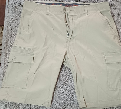 WearFirst WF Free-Band Beige Ripstop Cargo Shorts Cotton/Spandex Zip