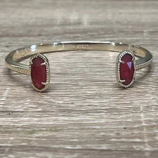 Kendra Scott Elton Cuff Bracelet – Gold with Red Stone