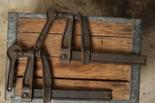 Set Of 2 Antique Vintage Colt Cam Woodworking Clamps Batavia NY Made In USA NICE