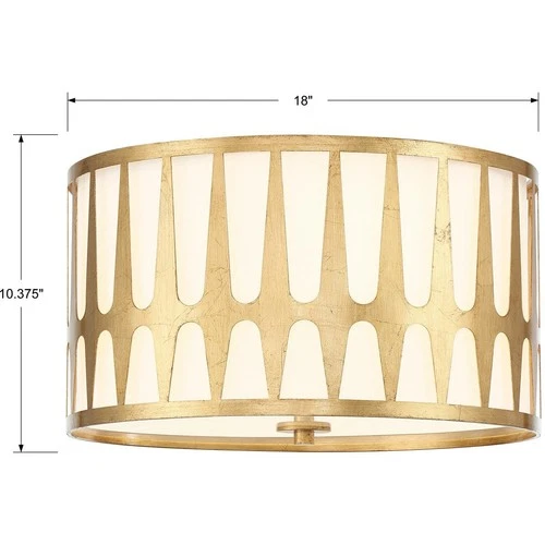 Crystorama ROY-800-GA Royston 3 Light 18 inch Antique Gold Flush Ceiling Light - Picture 6 of 6