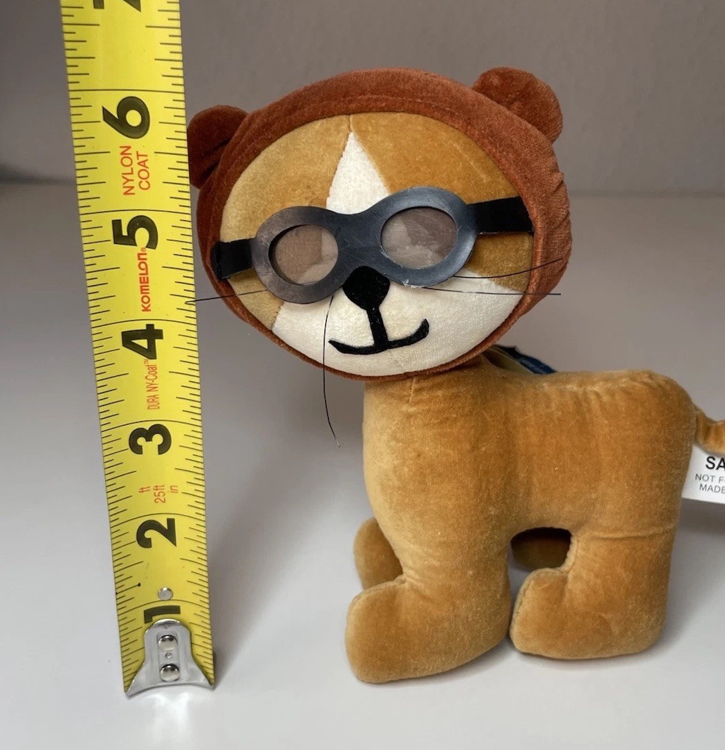 Vintage Dakin Dream Pets SAMPLE Pilot Cat Plush 6” Brown With Tags *READ*