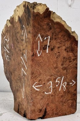 NICE CHUNK OF AMBOYNA BURL  5.5 X 7.5 ON FACE 3 5/8  THICK. Weight 5.75#