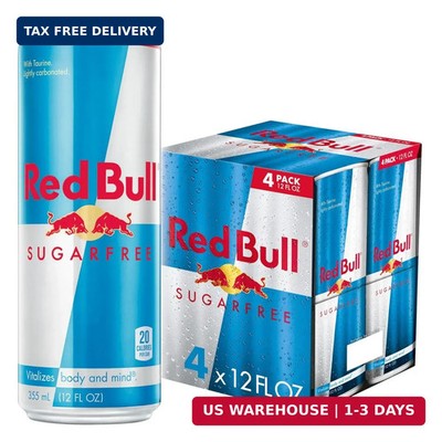 Red Bull Energy Drink Sugar Free 4 Pack 12 Fl Oz, Sugarfree