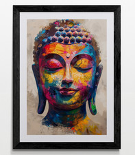 Buddha Framed Canvas Picture Poster Print Wall Art