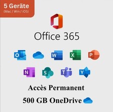 Microsoft Office 365 Professional Plus | Accès Permanent | 5 Appareils | Mac/Win