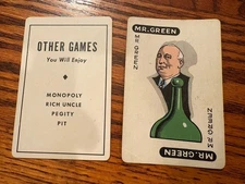 1949 Original Clue Board Game Cards Lot of 2 Mr Green Other Games -FREE Shipping