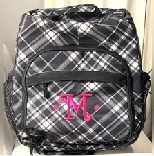 Thirty One Large Backpack Tote 31 Black Cooler Bag Plaid Travel Vacation  Bag