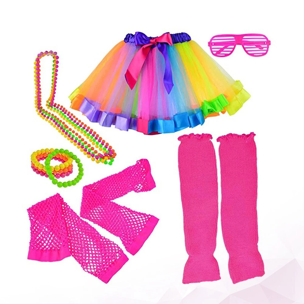 VETEMENTS Tuta da festa donna Miss Neon occhiali a rete anni 80 accessori abito