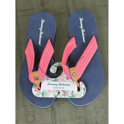 Tommy Bahama Navy Sandals with Coral Straps. Womens Size 8. NWT