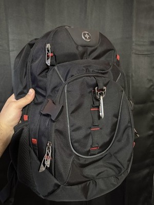 Swissdigital Design Black Red Backpack for 15 in Laptop, Padded, Partitions