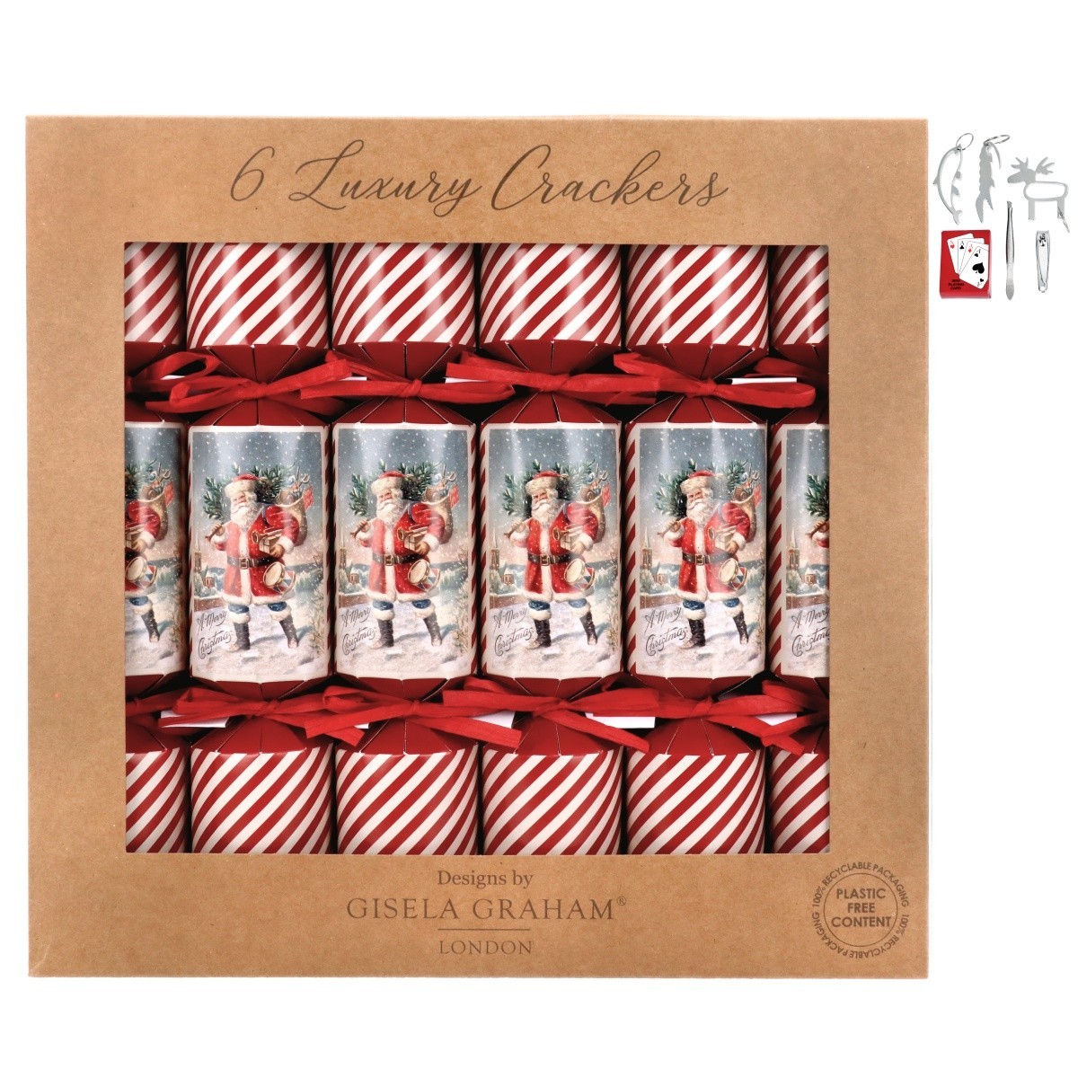 Gisela Graham Nostalgic Santa Claus Design Christmas Crackers Tableware Decor