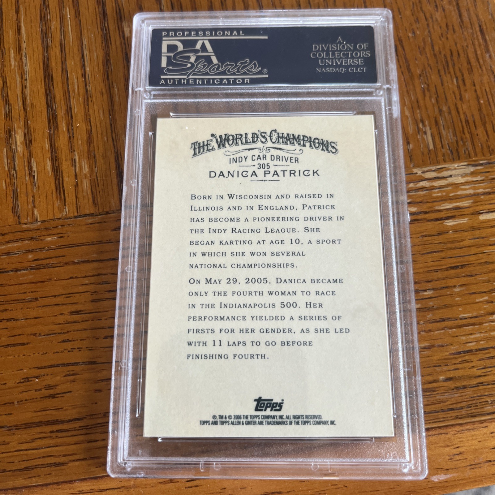 2006 Topps Allen & Ginters Danica Patrick Signed Auto Rookie RC Card 305 PSA DNA view 2