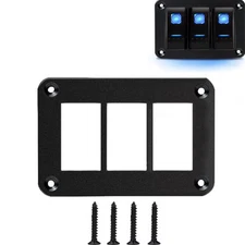 Switch Panel, 3 Gang Rocker Toggle Switch Aluminum Housing Bracket for Car Tr...