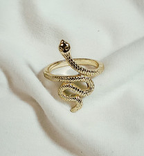 Snake Ring   Size 8   Original Handmade Metal Alloy Gold Color