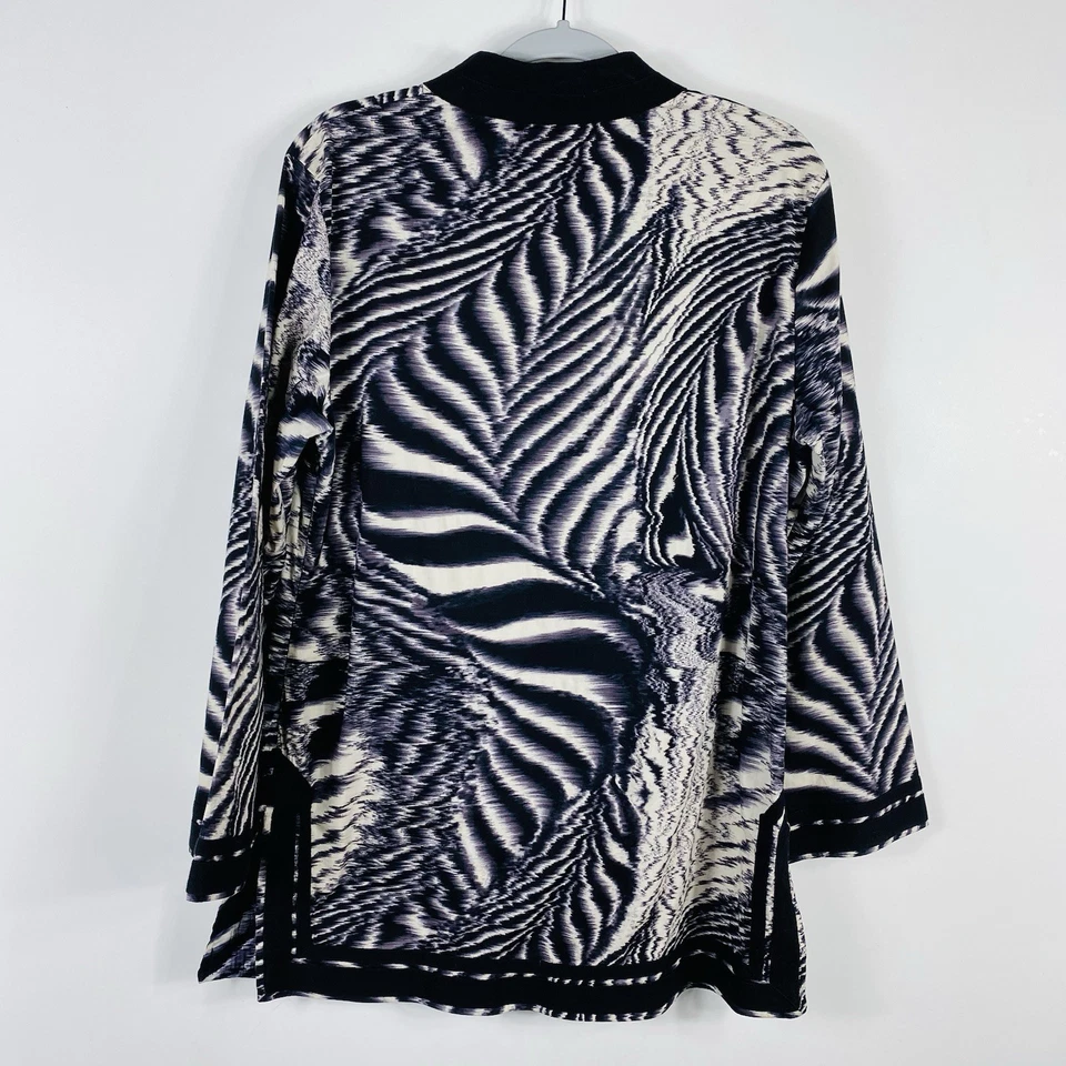 Dana Buchman Size Large Printed Embellished Long Sleeve Cotton Tunic Top - Image 2 of 4