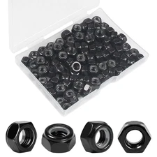 100Pcs M6 X 1.0Mm Nylon Insert Hex Lock Nuts Carbon Steel Zinc Plated Locknuts S