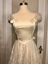 VTG GUNNE SAX Jessica McClintock Ivory White Wedding Bridal Dress Size 7 (XS/S)