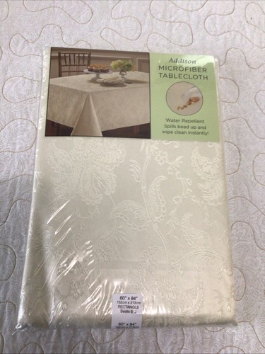Addison Mikrofaser Tischdecke Neu 60 x 84" Rechteck Creme Farbe Damast Look - Bild 1 von 9