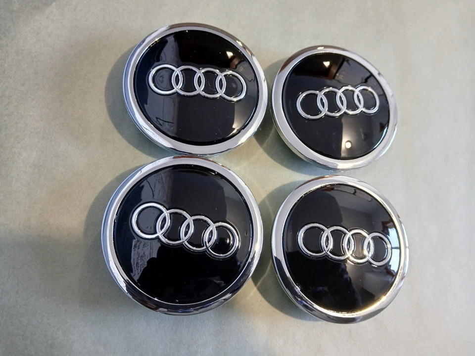 Центральные колпаки ступицы обода колеса Audi 69 мм черные хромированные комплект из 4 шт с эмблемой 4B0601170A - Изображение 3 из 4