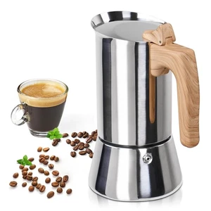 Uncoated 12 Cup Moka Pot 304 Thickened Stainless Steel Coffee Maker Stovetop ...