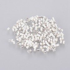Crimp, 100 Silver Plated 1.5x1.5mm Crimp Tubes Crimping Beads with 0.6mm ID