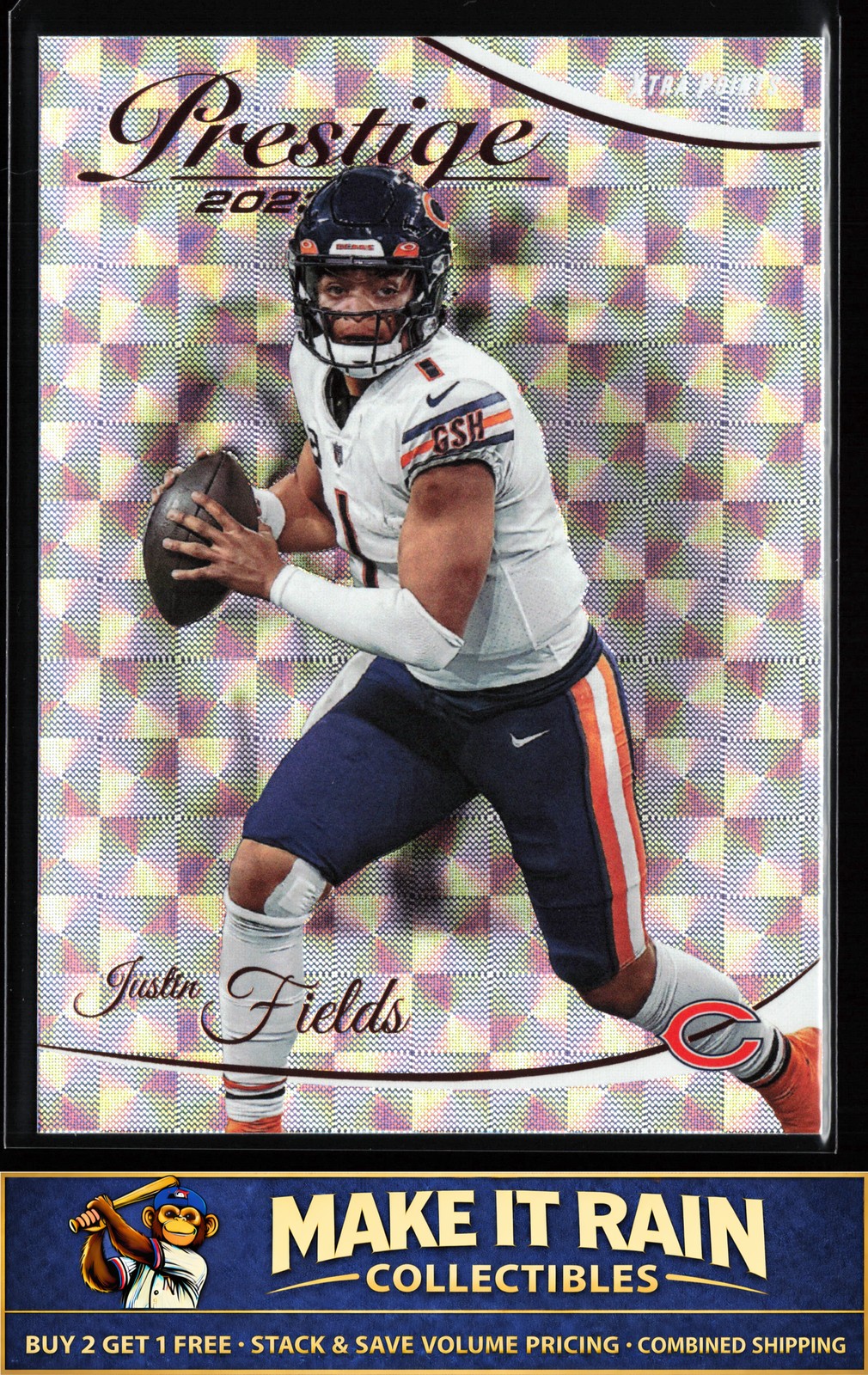 Justin Fields 2023 Panini Prestige Xtra Points Hyper #54 Chicago Bears Football