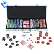 HOMCOM Professional Poker Set with 500 Chips, 2 Decks of Cards and Case
