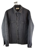 Frederik Anderson mens Quilted Cotton Overshirt COllared Button Size M Grey
