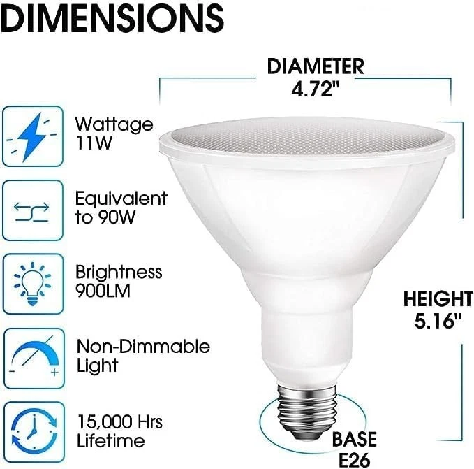 High Brightness LED Flood Bulb, 11W, 5000K Daylight, 12 Pack - Image 4 of 4