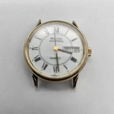 Bulova Accutron Quartz Mens Watch N9 10K Gold GF - Sold As Parts 