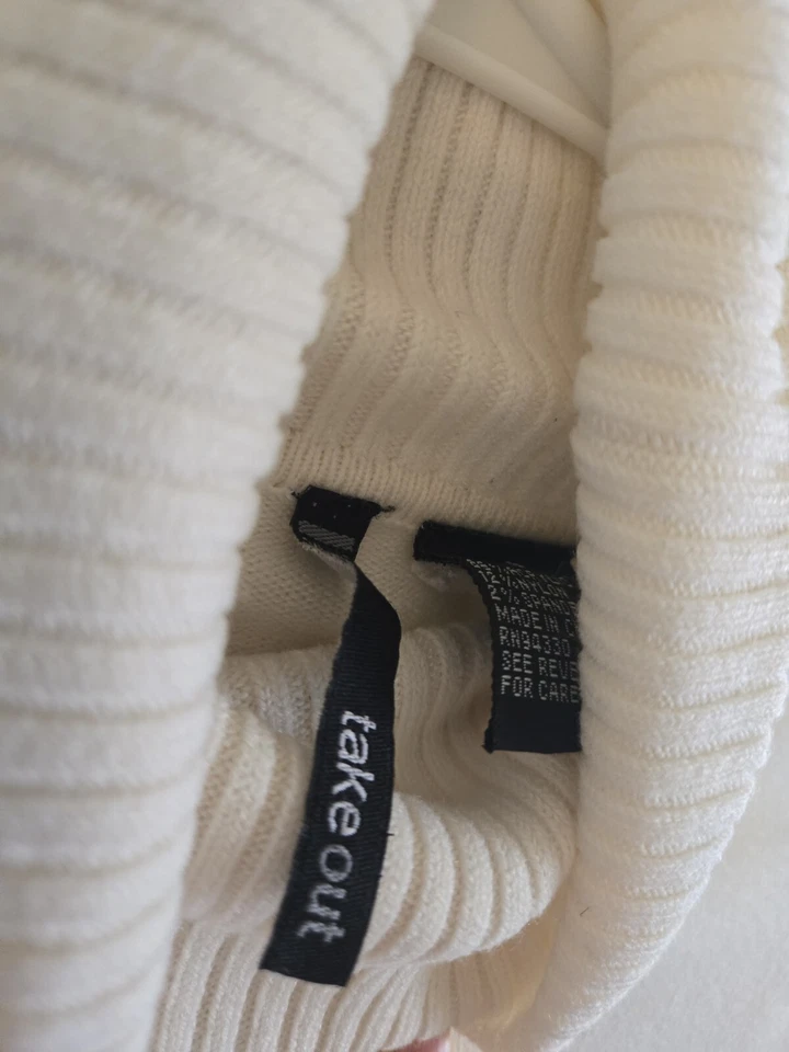 Junior's Size Small Women's Take Out Brand White Turtleneck Long Sleeved Sweater - Image 2 of 3