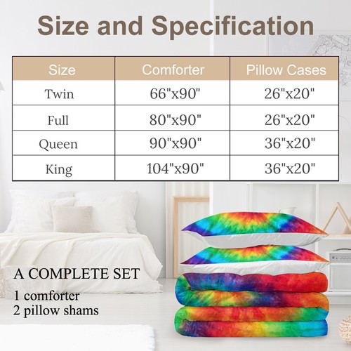 Juego de edredón unicornio ropa de cama tortuga 4 piezas cama lobo tie dye con 1 funda de cojín - Imagen 50 de 64