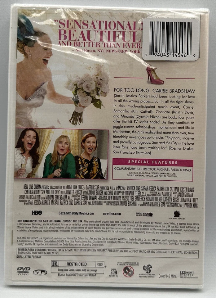 Sex And The City DVD Widescreen Sarah Jessica Parker Kim Cattrall 2008 Foto 2 de 3