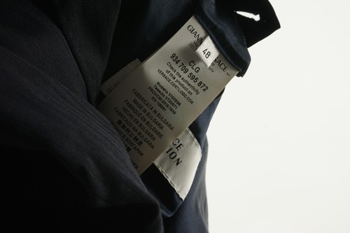 Current Gianni Versace Men's 38R Blue Textured Stripe Wool Blend Suit Jacket - Picture 11 of 15