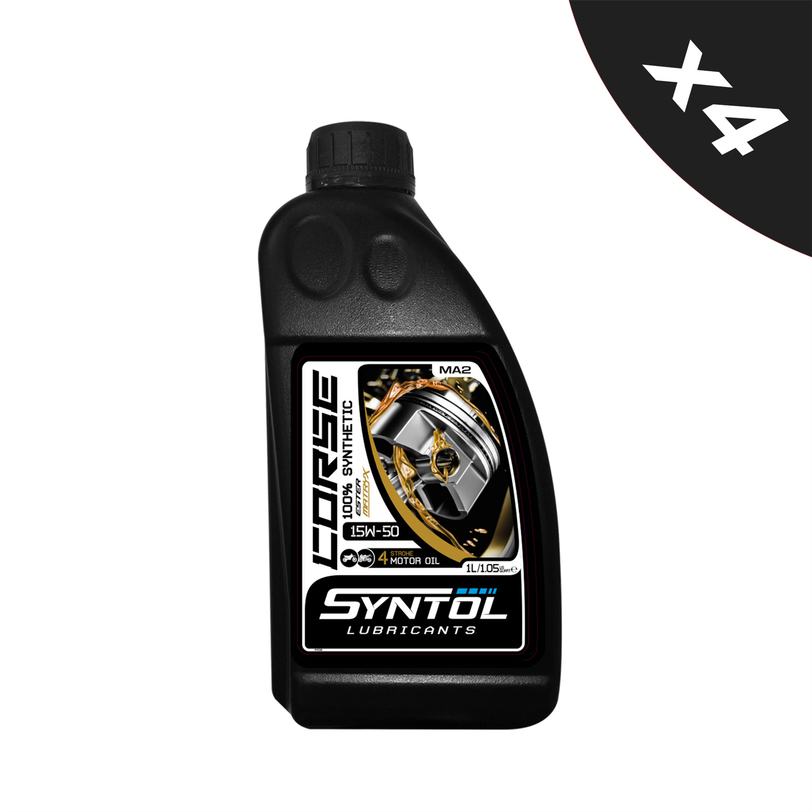 Syntol Motorcycle Motorbike Corse 4T 15W-50 Fully Synthetic Oil 4x1L