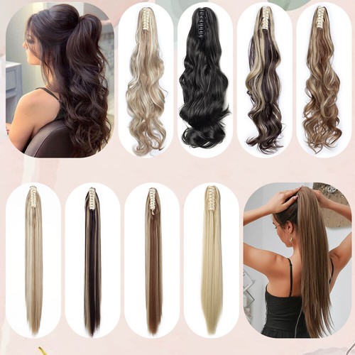 Jaw Claw-on Ponytail Hairpiece Clip in Thick Pony Tail As Human Hair Extensions - Picture 12 of 45