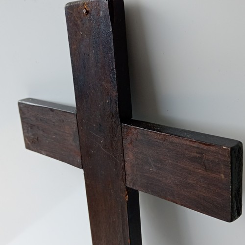 🔥 25 Zoll Vintage Spanisches Holz Kruzifix Metall Jesus Figur Religiös Hängend - Bild 9 von 13
