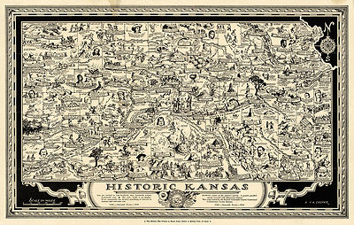 Early Historic Kansas Map Wall Art Poster Print Decor Vintage Historic ...