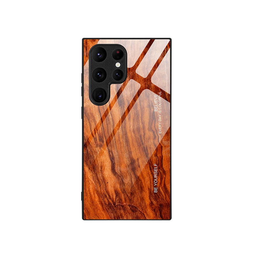 Funda delgada de vidrio templado de grano ultra madera para Galaxy S10 S20 S21 S22+ S23 FE S24 Foto 2 de 4